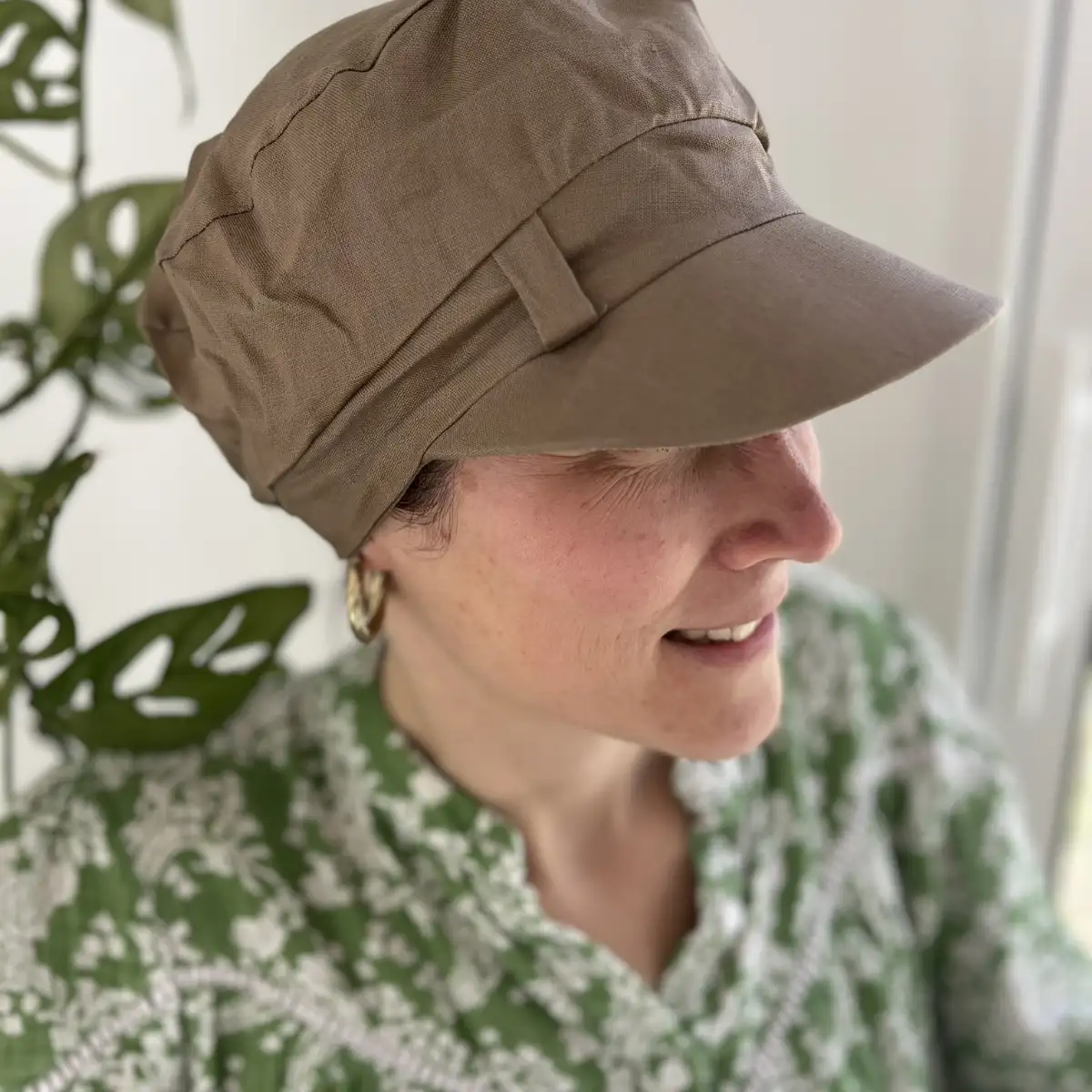 Casquette lin marron